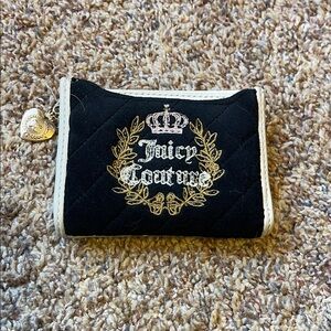 Juicy Couture Black and Gold Quilted Card Holder